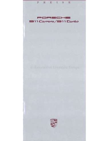1989 PORSCHE 911 PRICE LIST GERMAN