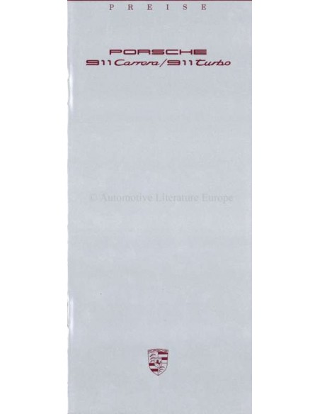 1989 PORSCHE 911 PRICE LIST GERMAN