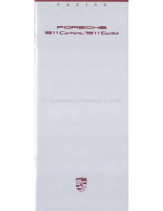 1988 PORSCHE 911 PRICE LIST GERMAN