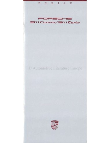 1988 PORSCHE 911 PRICE LIST GERMAN
