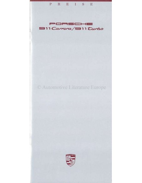 1988 PORSCHE 911 PRICE LIST GERMAN