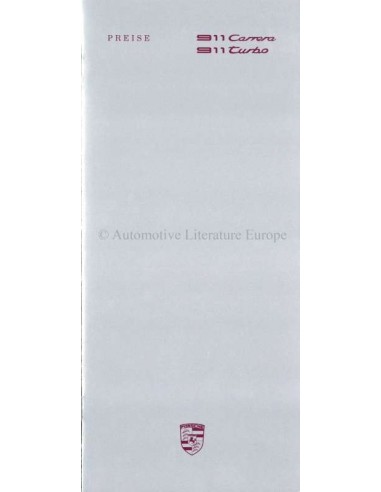 1988 PORSCHE 911 PRICE LIST GERMAN