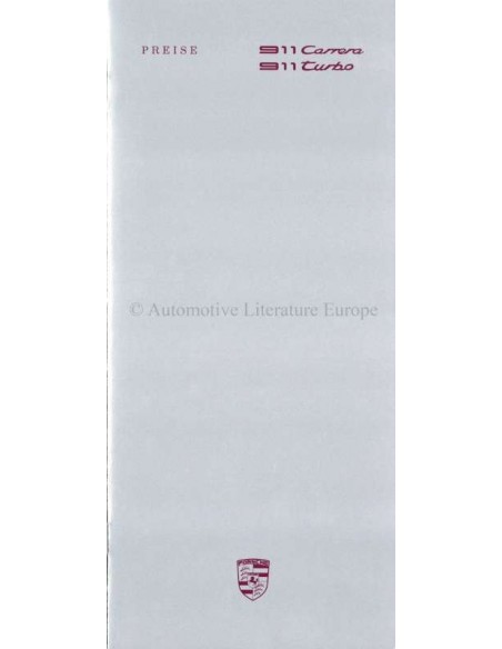 1988 PORSCHE 911 PREISLISTE DEUTSCH
