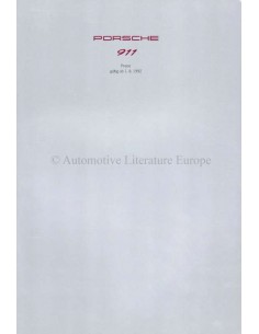 1992 PORSCHE 911 PRICE LIST GERMAN