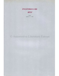 1993 PORSCHE 911 PRICE LIST GERMAN