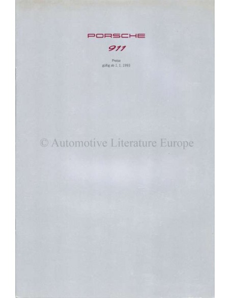 1993 PORSCHE 911 PRICE LIST GERMAN