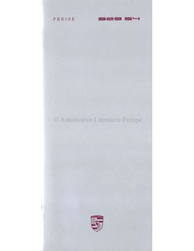 1988 PORSCHE 928 PRICE LIST GERMAN