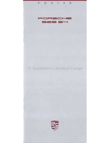 1988 PORSCHE 928 S4 PRICE LIST GERMAN