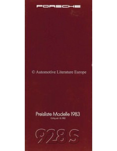 1982 PORSCHE 928 S PREISLISTE DEUTSCH