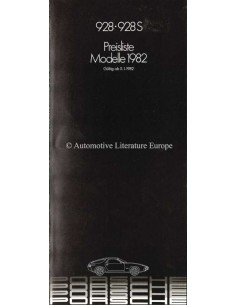 1982 PORSCHE 928 PRIJSLIJST DUITS