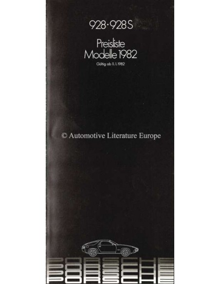 1982 PORSCHE 928 PREISLISTE DEUTSCH