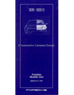 1981 PORSCHE 928 PRICE LIST GERMAN