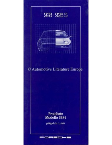 1981 PORSCHE 928 PRICE LIST GERMAN