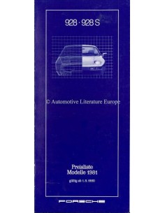 1981 PORSCHE 928 PRIJSLIJST DUITS