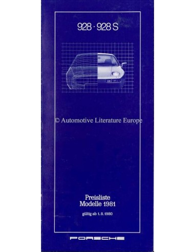 1981 PORSCHE 928 PRICE LIST GERMAN