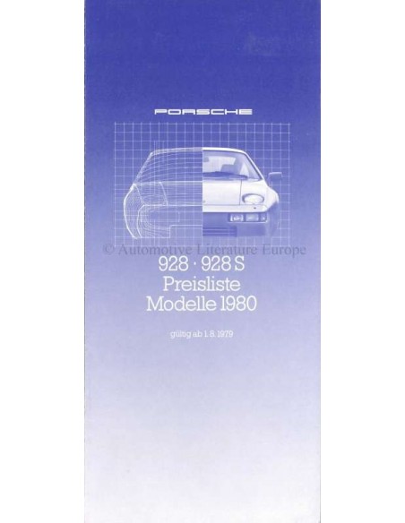 1980 PORSCHE 928 PRICE LIST GERMAN