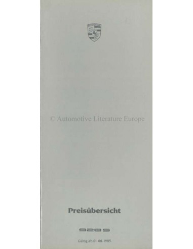 1985 PORSCHE 928 S PRICE LIST GERMAN