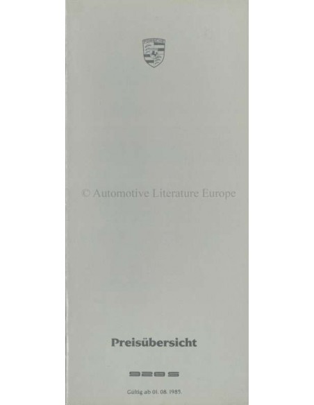 1985 PORSCHE 928 S PRICE LIST GERMAN