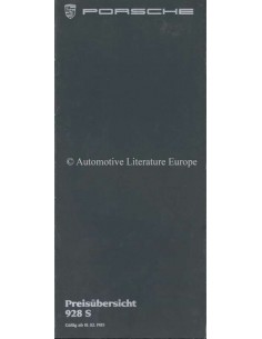 1985 PORSCHE 928 S PRICE LIST GERMAN