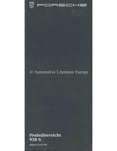 1985 PORSCHE 928 S PRICE LIST GERMAN
