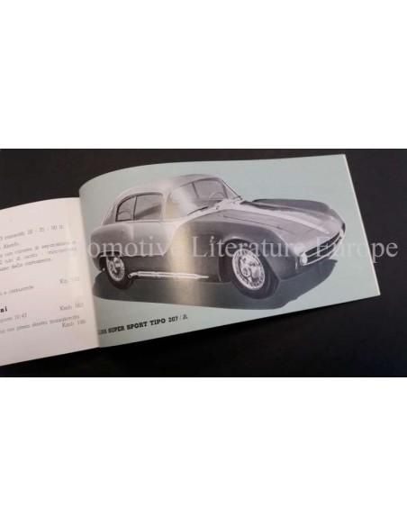 1955 ABARTH SPYDER / BERLINA 1100 ABARTH 207/A / 208/A BROCHURE ITALIAANS