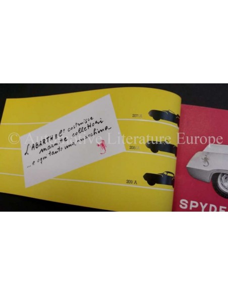 1955 ABARTH SPYDER / BERLINA 1100 ABARTH 207/A / 208/A BROCHURE ITALIAANS