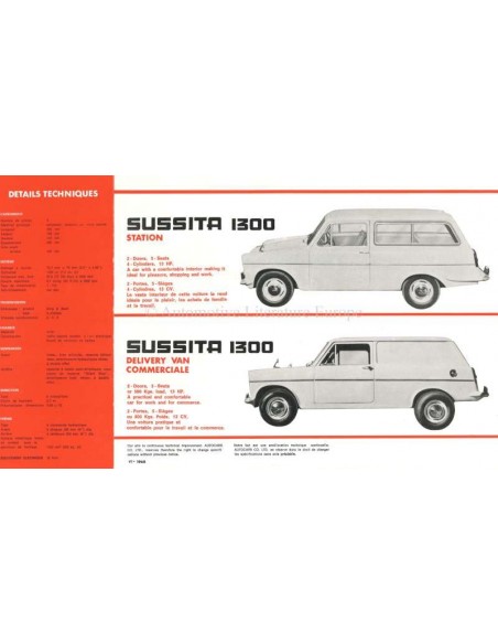 196? AUTOCARS SUSSITA RANGE BROCHURE ENGLISH / FRENCH