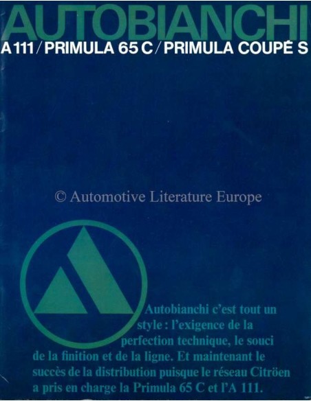 1969 AUTOBIANCHI PROGRAMMA BROCHURE FRANS