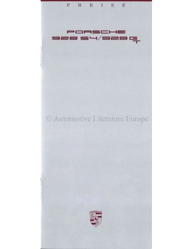 1989 PORSCHE 928 PRICE LIST GERMAN