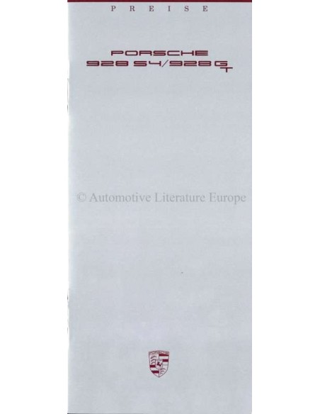 1989 PORSCHE 928 PRICE LIST GERMAN