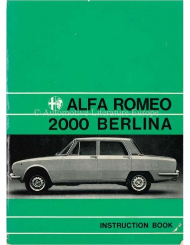 1974 ALFA ROMEO 2000 BERLINA BETRIEBSANLEITUNG ENGLISCH