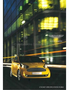2011 ASTON MARTIN CYGNET SPEZIFIKATIONSFORM ENGLISCH