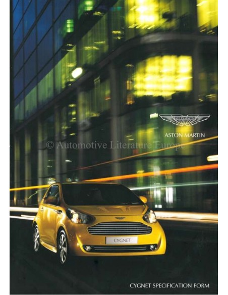 2011 ASTON MARTIN CYGNET SPECIFICATIE FORMULIER ENGELS