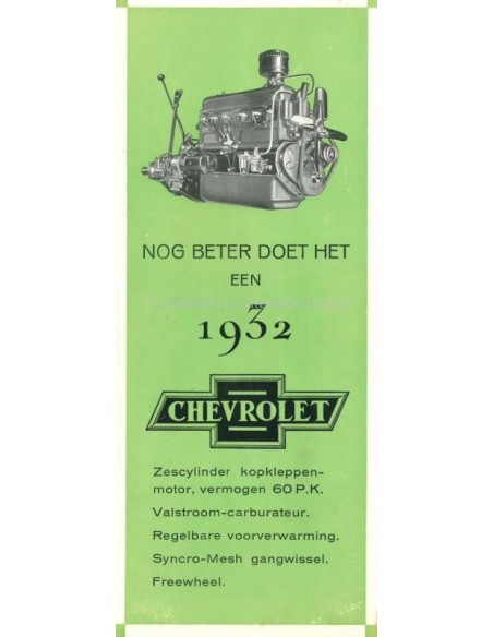 1932 CHEVROLET PROGRAMMA BROCHURE NEDERLANDS