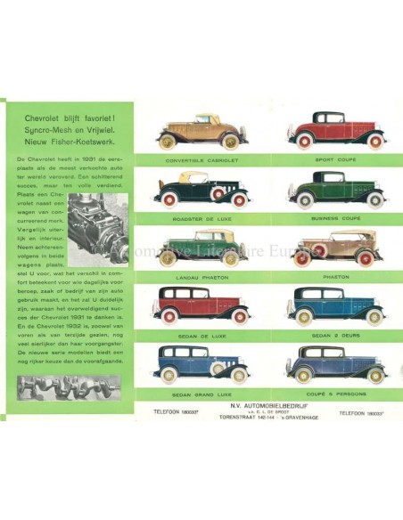 1932 CHEVROLET PROGRAMMA BROCHURE NEDERLANDS