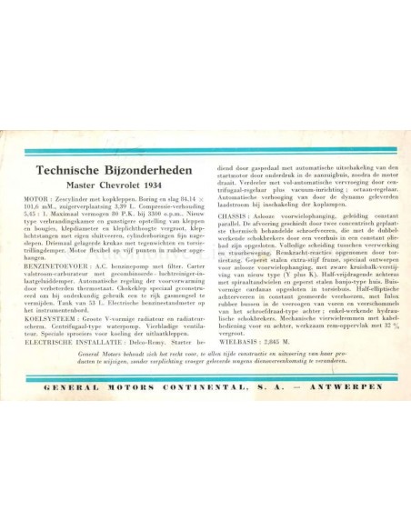 1934 CHEVROLET MASTER PROGRAMMA BROCHURE NEDERLANDS