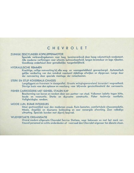 1936 CHEVROLET PRICE LIST DUTCH