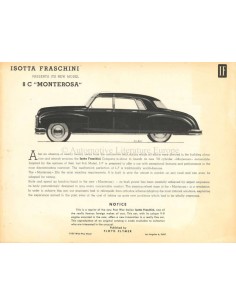 1947 ISOTTA FRASCHINI 8C MONTEROSA BROCHURE ENGELS
