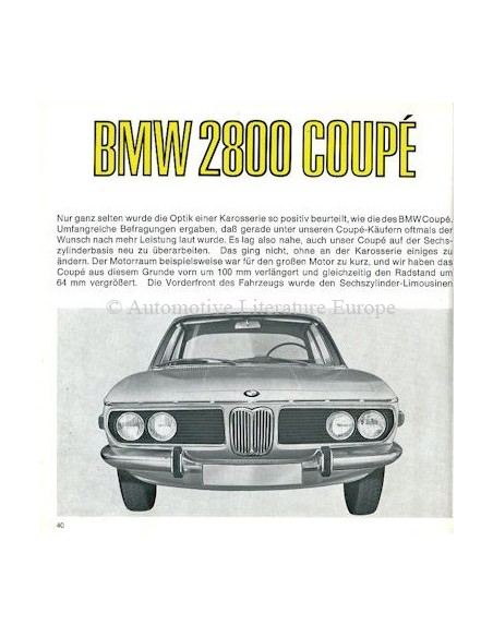 1968 BMW FASZINATION SIX-CYLINDER MODELS BROCHURE GERMAN