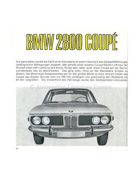 1968 BMW FASZINATION ZES-CYLINDER MODELLEN BROCHURE DUITS