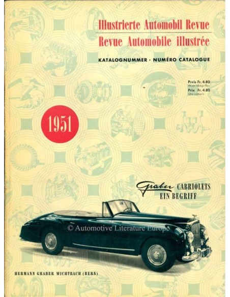 1951 AUTOMOBIL REVUE YEARBOOK GERMAN FRENCH