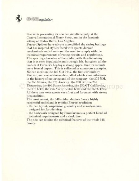 1993 FERRARI PROGRAMMA PRESS BROCHURE PROSPEKT 654/91
