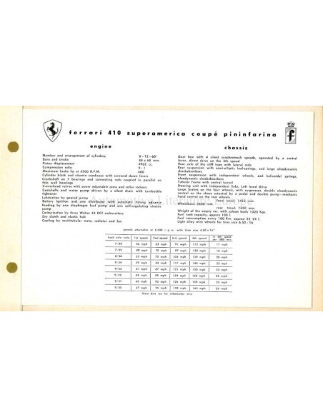 1956 FERRARI 410 SUPERAMERICA BROCHURE ENGELS