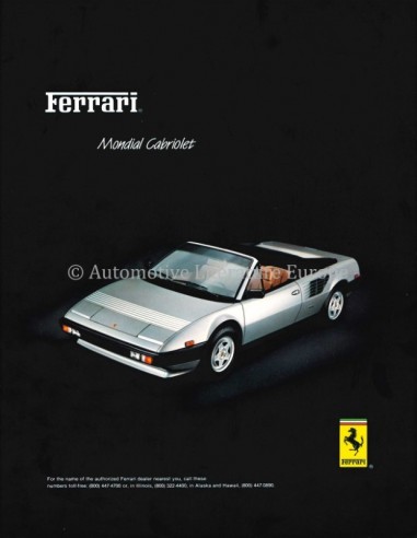 1983 FERRARI 308 MONDIAL CABRIOLET LEAFLET ENGELS (VS)