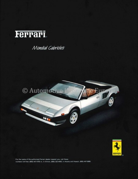 1983 FERRARI 308 MONDIAL CABRIOLET DATENBLATT ENGLISCH (VS)