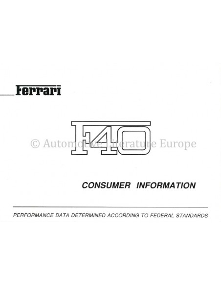 1990 FERRARI F40 VERBRAUCHERINFORMATION BETRIEBSANLEITUNG 594/90
