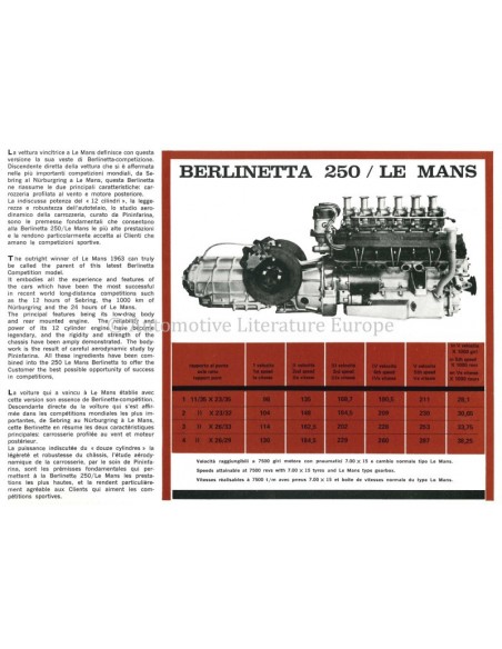 1989 FERRARI 250 LE MANS BERLINETTA BROCHURE