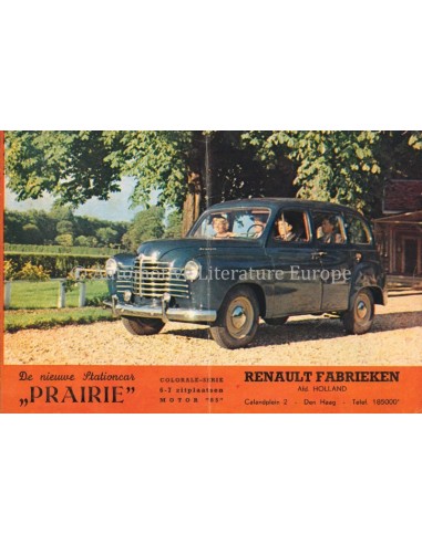 1952 RENAULT COLORALE PRAIRIE BROCHURE NEDERLANDS