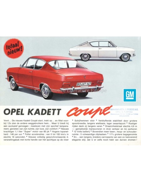 1965 OPEL KADETT B COUPÉ PROSPEKT NIEDERLÄNDISCH
