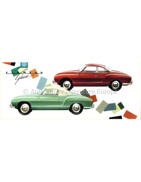 1958 VOLKSWAGEN 1500 KARMANN GHIA FARBKARTE PROSPEKT MEHRSPRACHIG